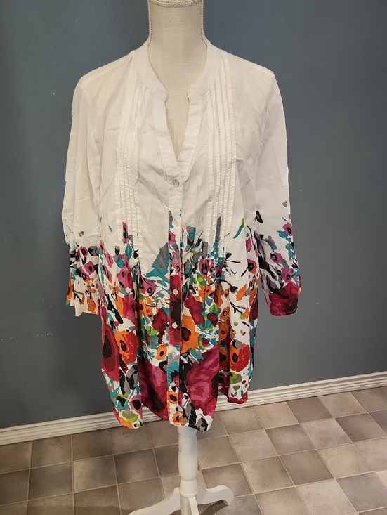Collections Etc Tops - Collection Ect. Floral Button Down 100% Cotton 3/4 Sleeves Blouse Feminine Boho